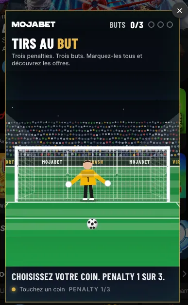 Mini-jeu Tirs au but de moja-bet.bet : trois penalties à tirer